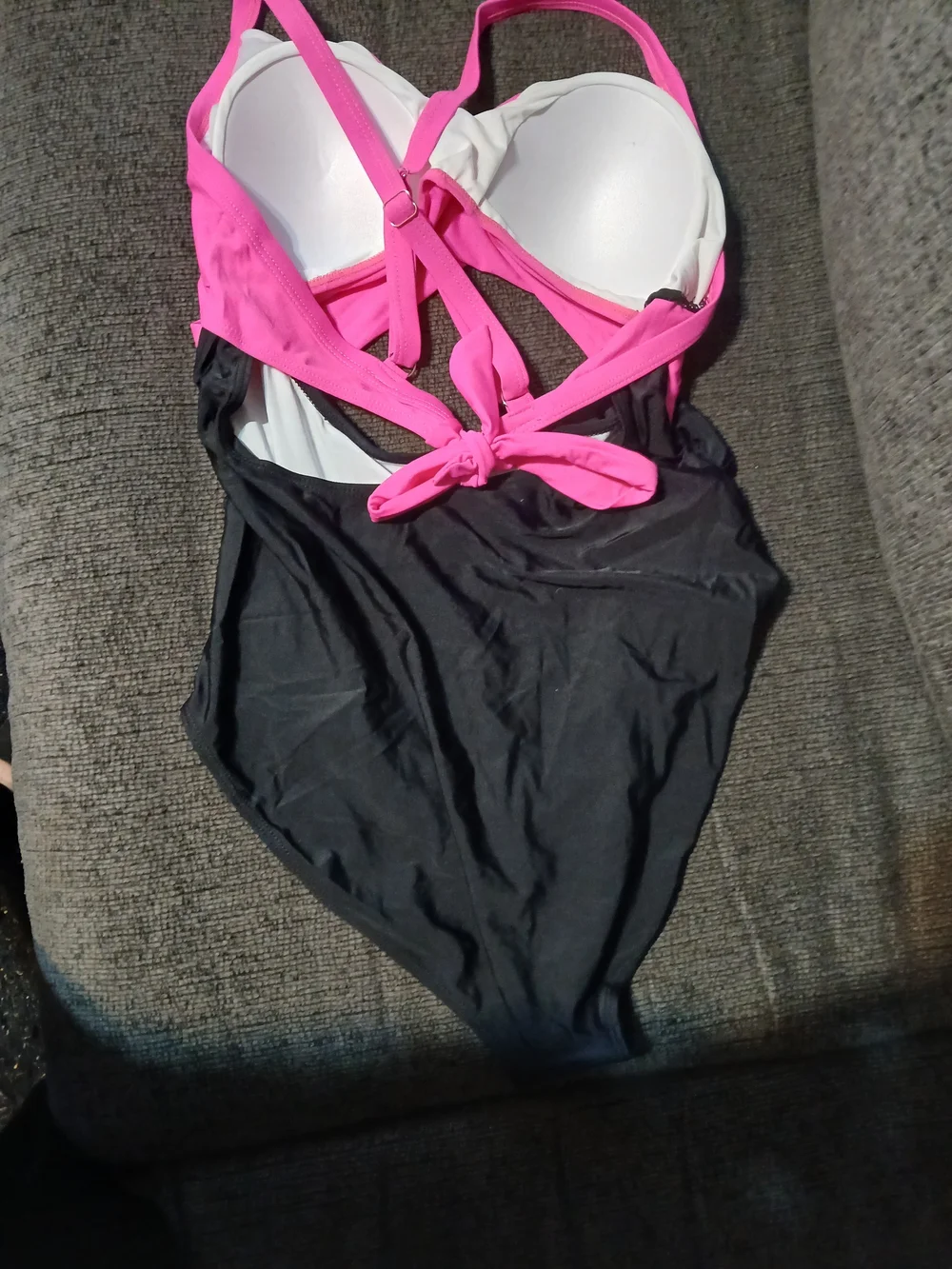 Hot Pink and Black One-Piece Swimsuit
